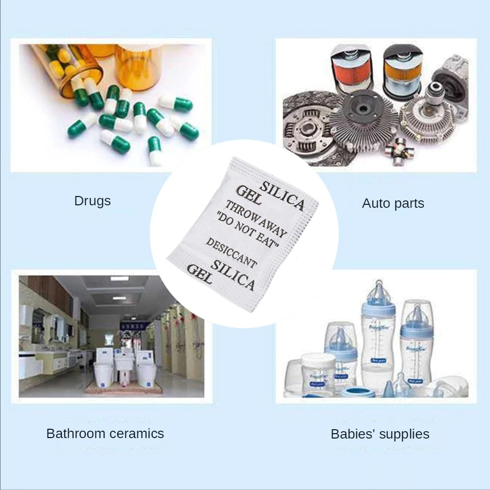 50 Packs 1g Non-Toxic Silica Gel Desiccant Damp Moisture Dehumidifier For Kitchen Room Living Absorber Bag Clothes Food Storage