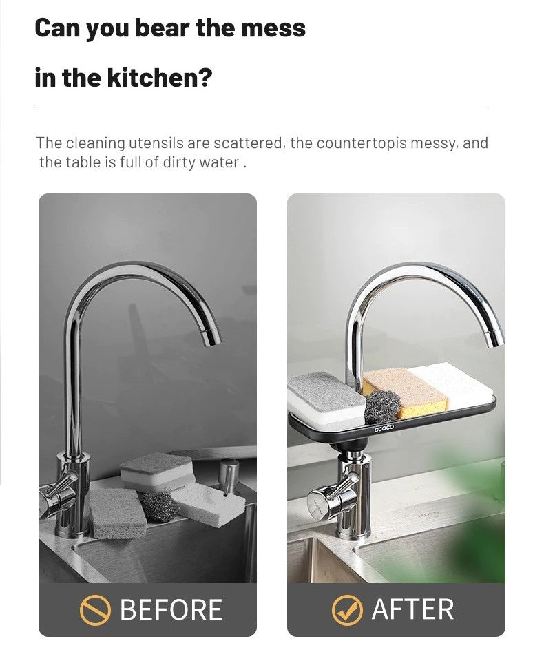 Sink Faucet Organizer Sponge Soap holder Storage Rack Dish Cloth Drain Holder