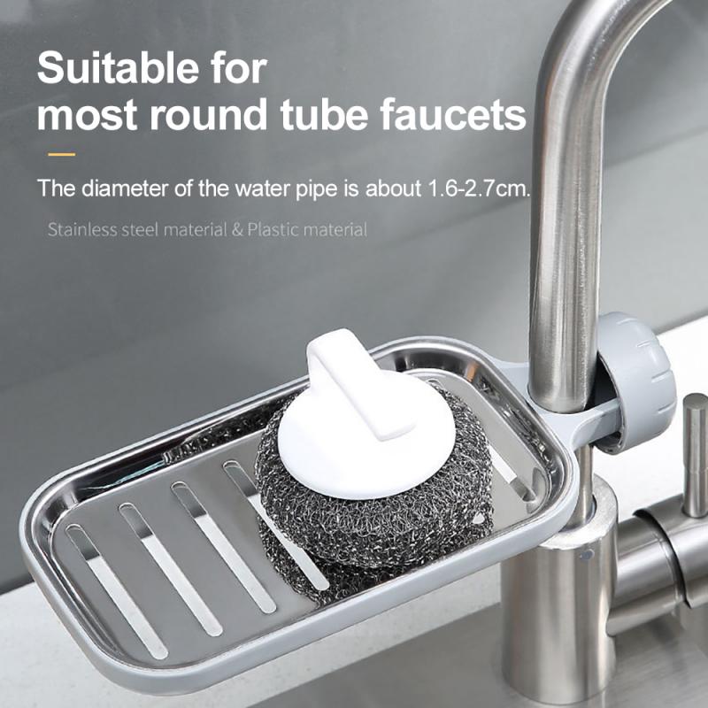 Sink Faucet Organizer Sponge Soap holder Storage Rack Dish Cloth Drain Holder