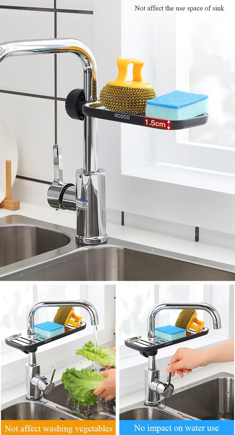 Sink Faucet Organizer Sponge Soap holder Storage Rack Dish Cloth Drain Holder