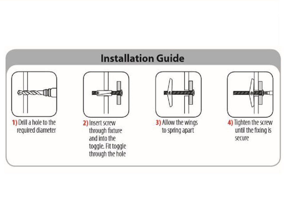 Hollow Wall Anchors Spring Toggle Countersunk 3/16" x 50mm 4pk
