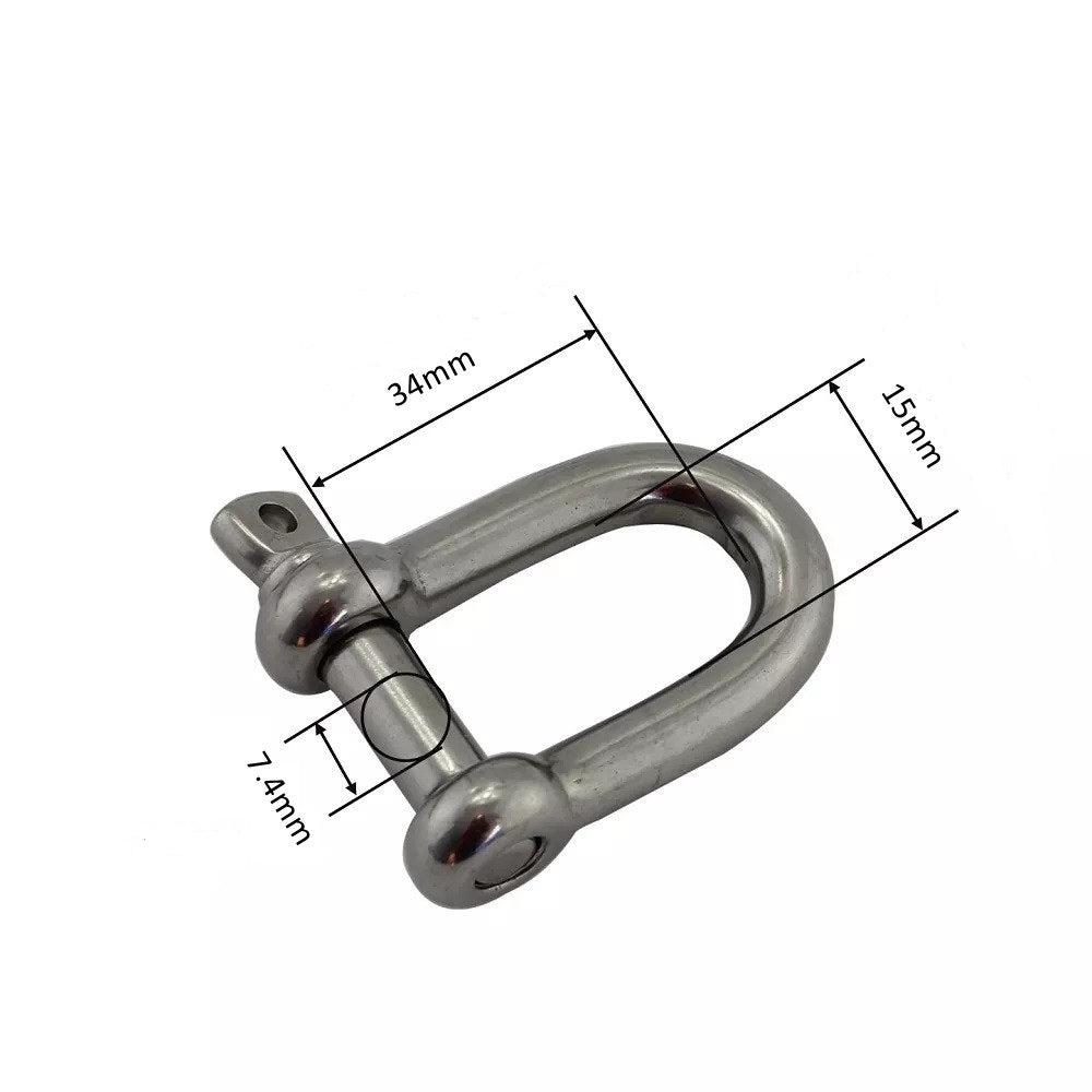 8mm Marine Grade Stainless Steel 316 D Shackle
