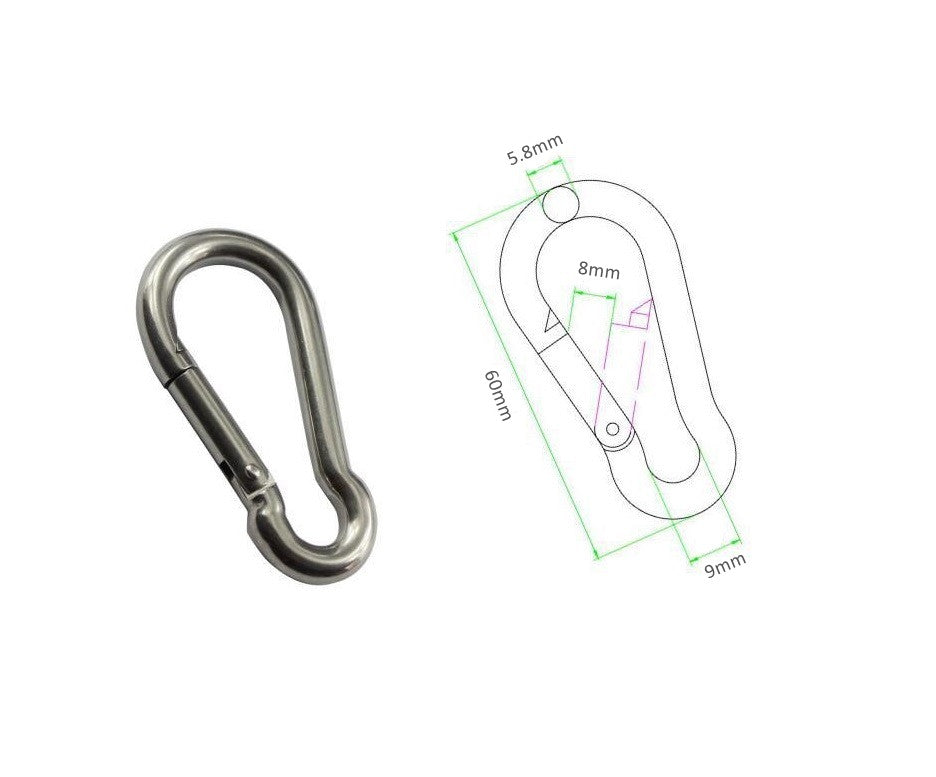 Marine Grade Stainless Steel 316 Snap Hook - 6 x 60mm
