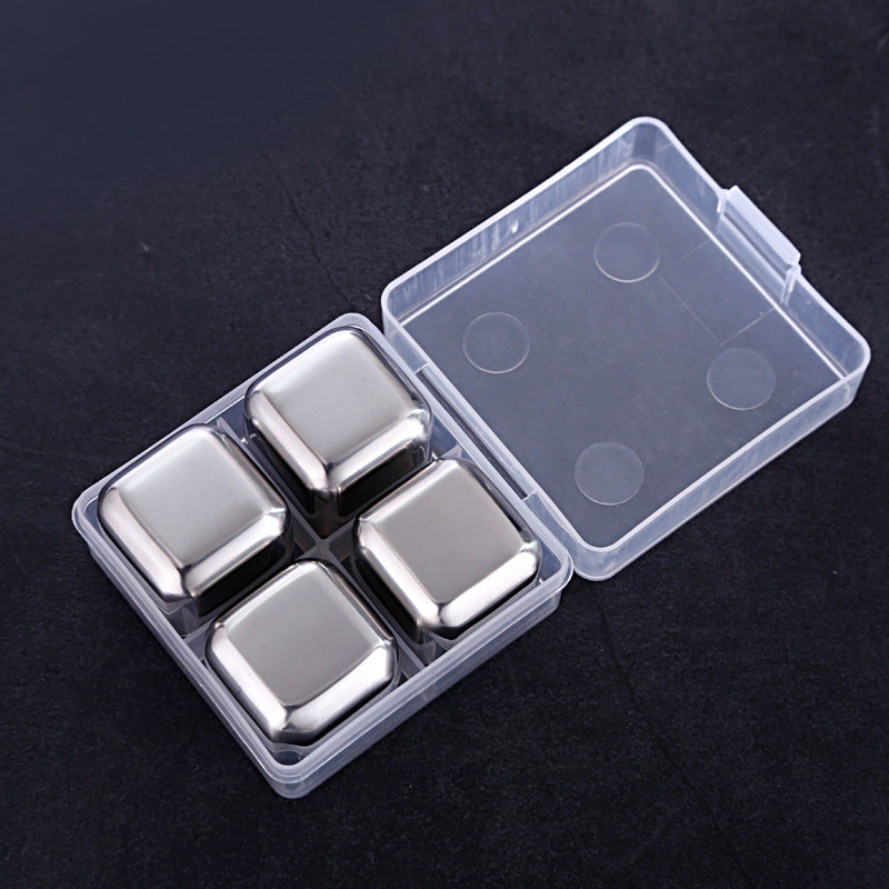 4pcs Reusable Stainless Steel Ice Cubes, Chilling Whiskey Stones
