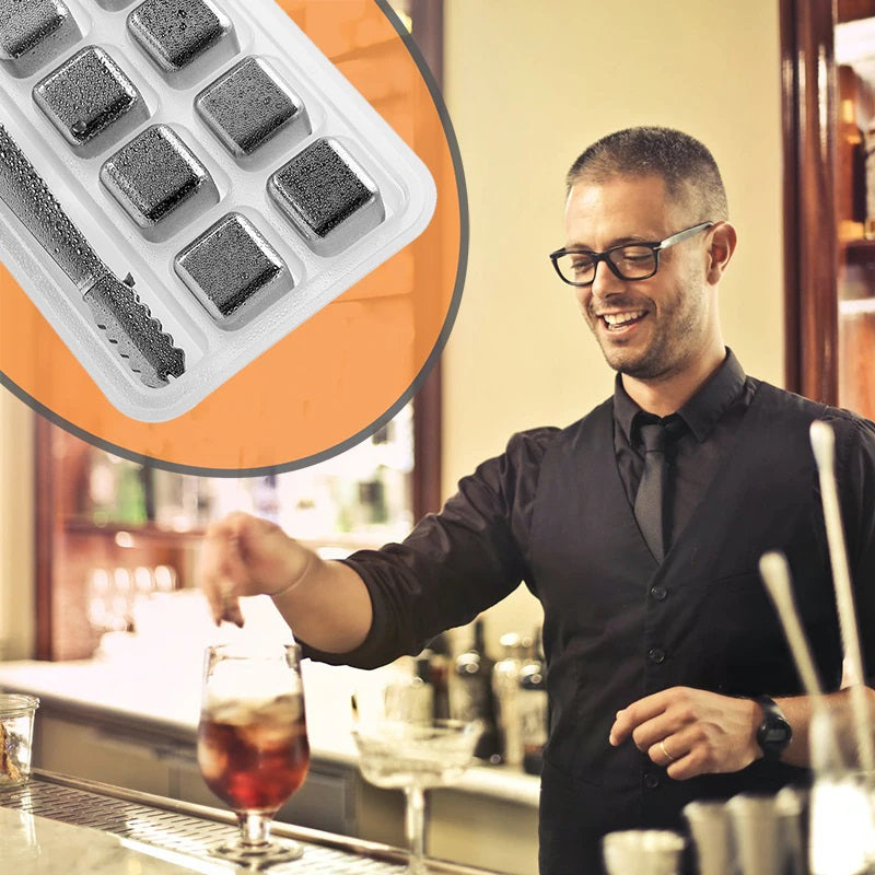 4pcs Reusable Stainless Steel Ice Cubes, Chilling Whiskey Stones