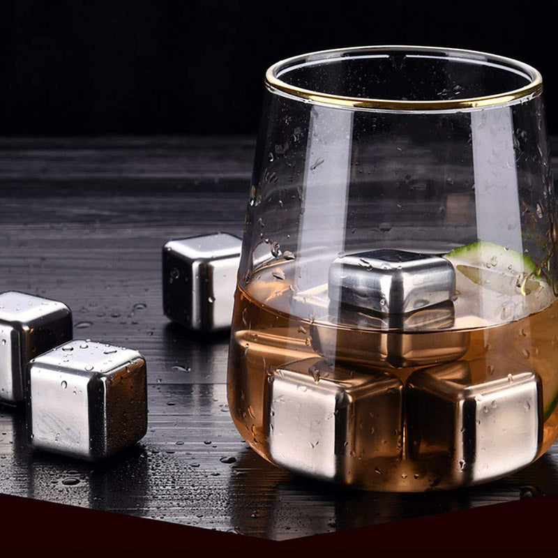 4pcs Reusable Stainless Steel Ice Cubes, Chilling Whiskey Stones