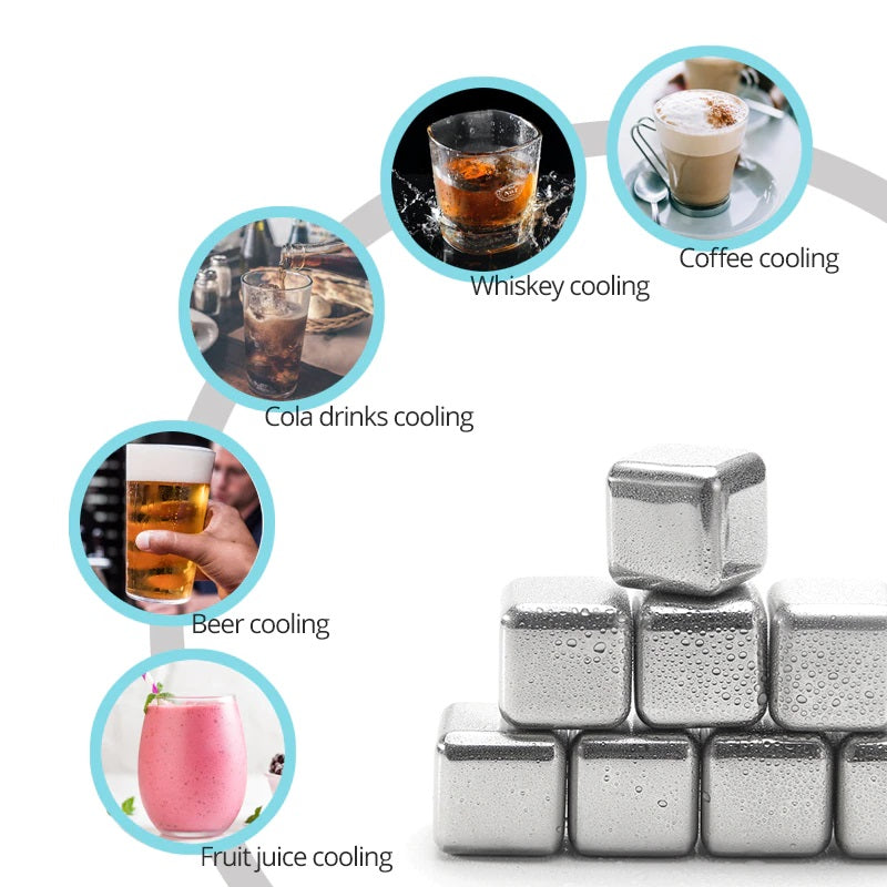 4pcs Reusable Stainless Steel Ice Cubes, Chilling Whiskey Stones
