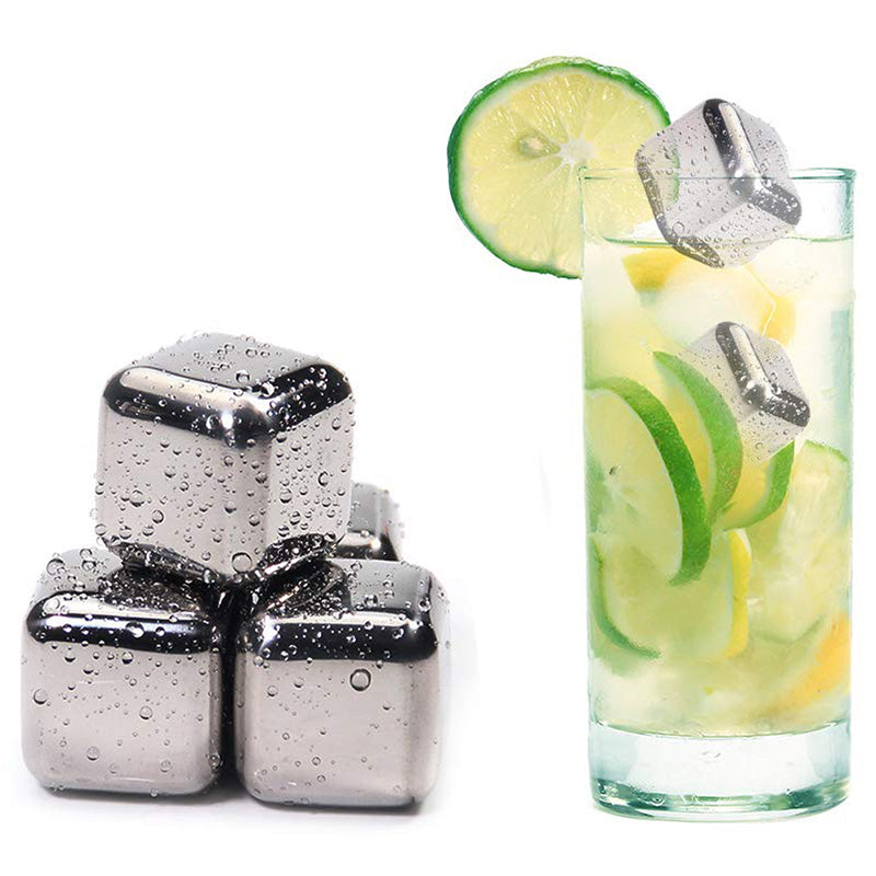 4pcs Reusable Stainless Steel Ice Cubes, Chilling Whiskey Stones