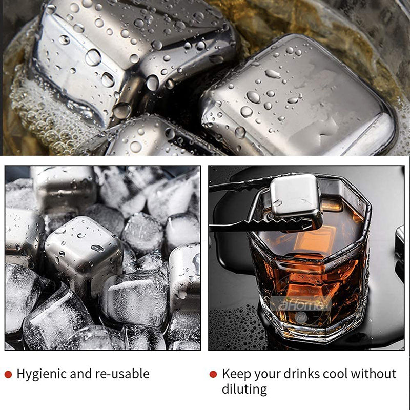 4pcs Reusable Stainless Steel Ice Cubes, Chilling Whiskey Stones