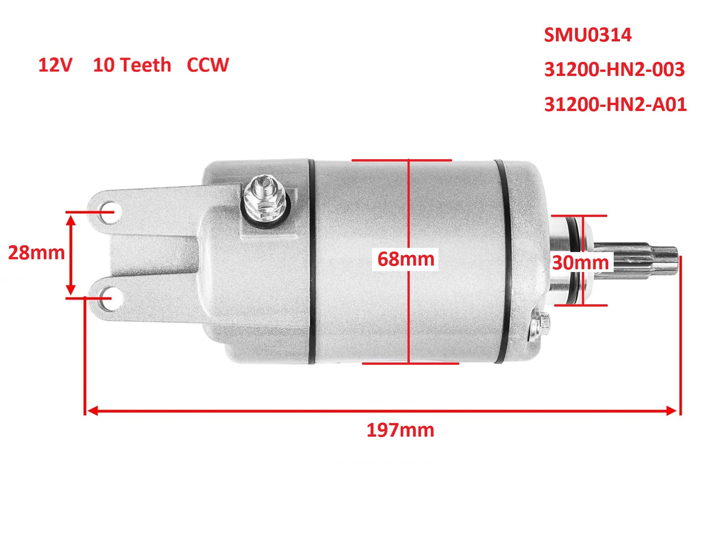 Starter Motor 31200-HN2-A01 31200-HN2-003 SMU0314 for Honda TRX400 TRX450 TRX500 Foreman Rubicon FourTrax