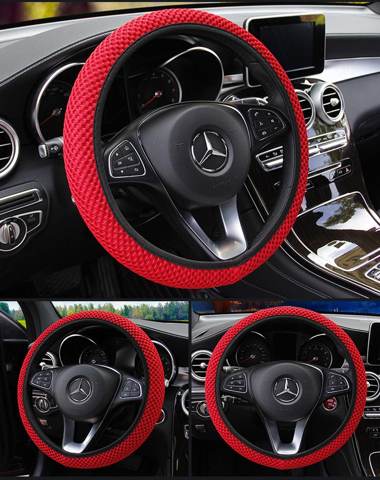 38CM Diameter Universal Steering Wheel Cover Red/Grey/Black