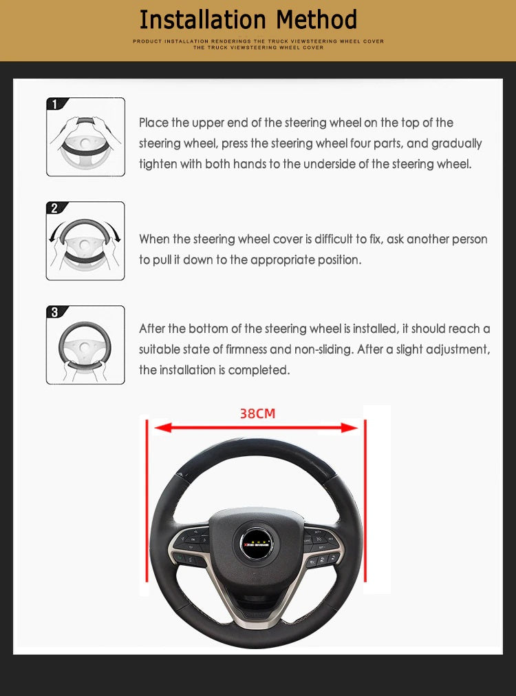 38CM Diameter Universal Steering Wheel Cover Red/Grey/Black