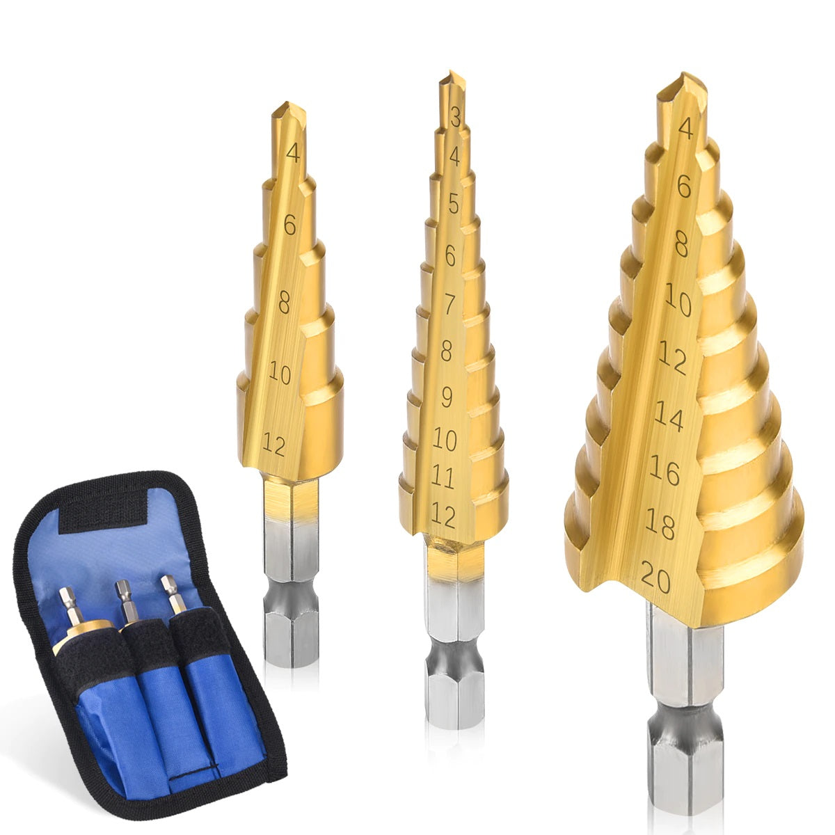 Titanium Coated Step Drill Bit set