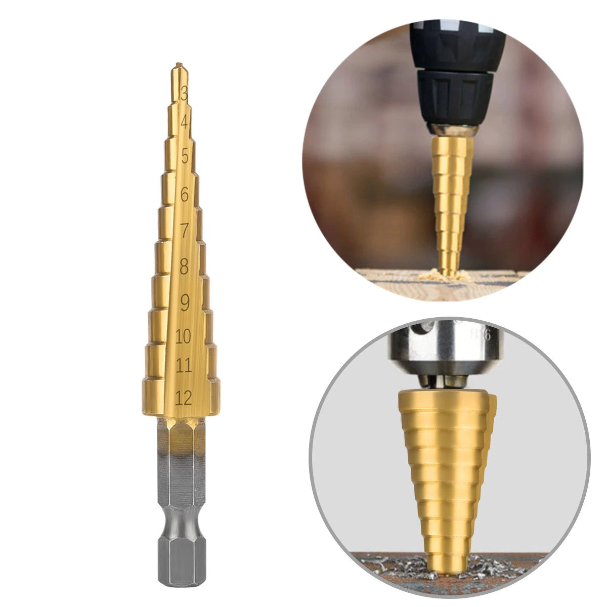 Titanium Coated Step Drill Bit set