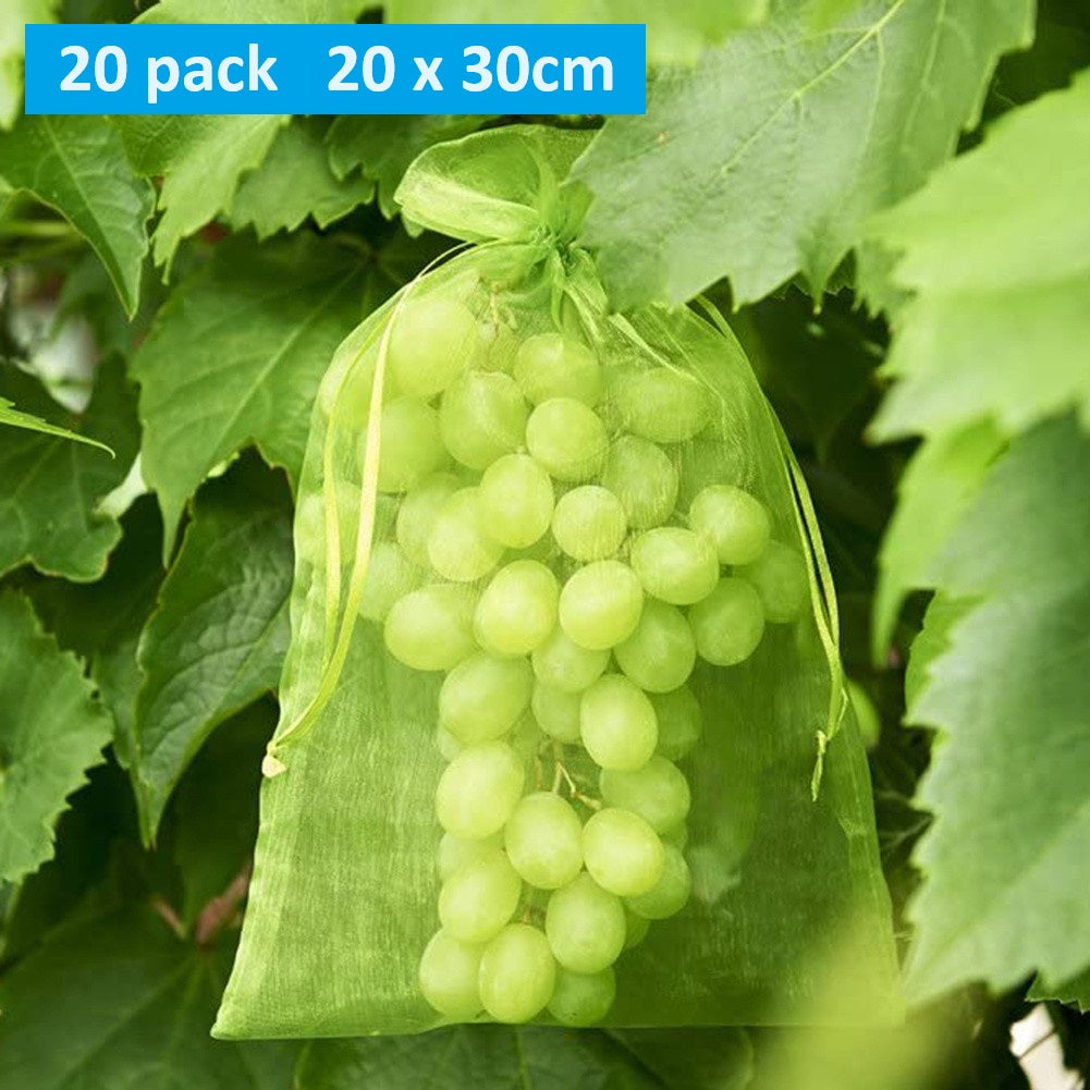 20pcs Fruit Protection Bags Anti-Bird Netting Strawberry Figs Grapes Mesh Bag