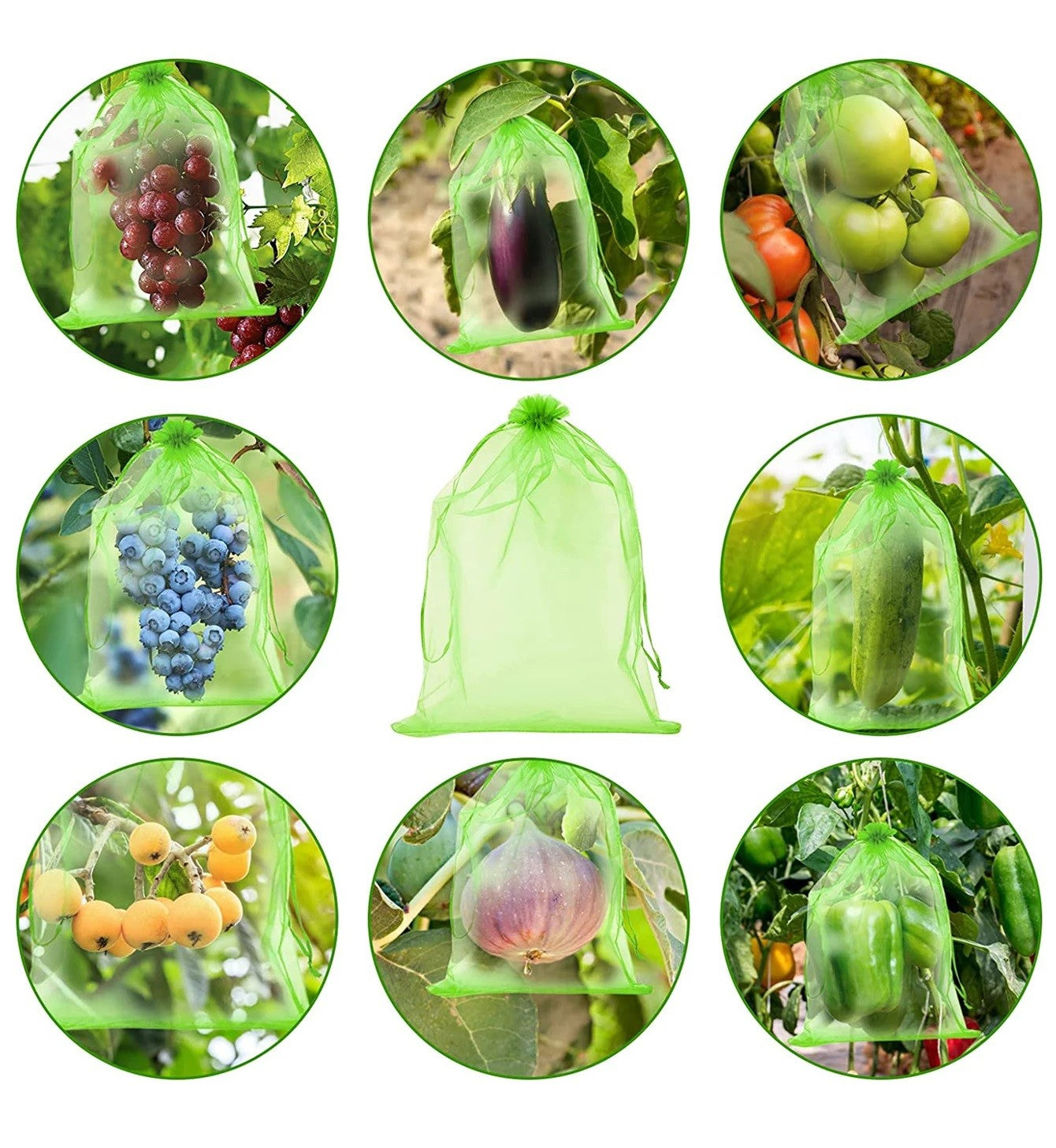 20pcs Fruit Protection Bags Anti-Bird Netting Strawberry Figs Grapes Mesh Bag