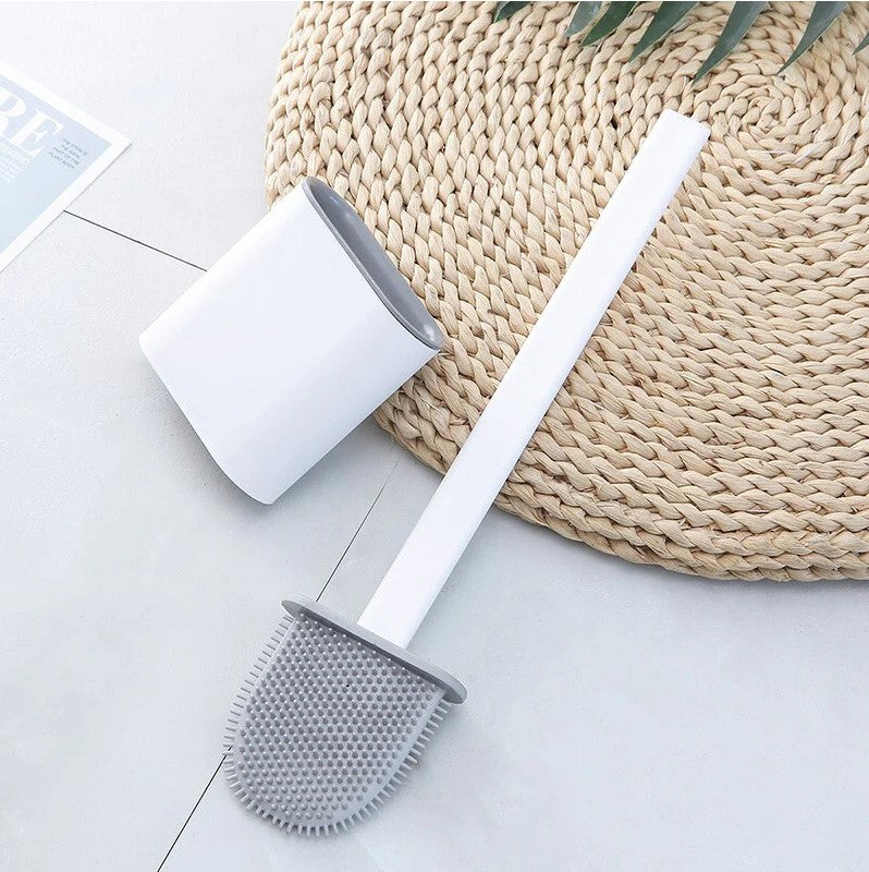 Soft Head Silicone Wall Mount Toilet Brush + Toothpaste Squeezer