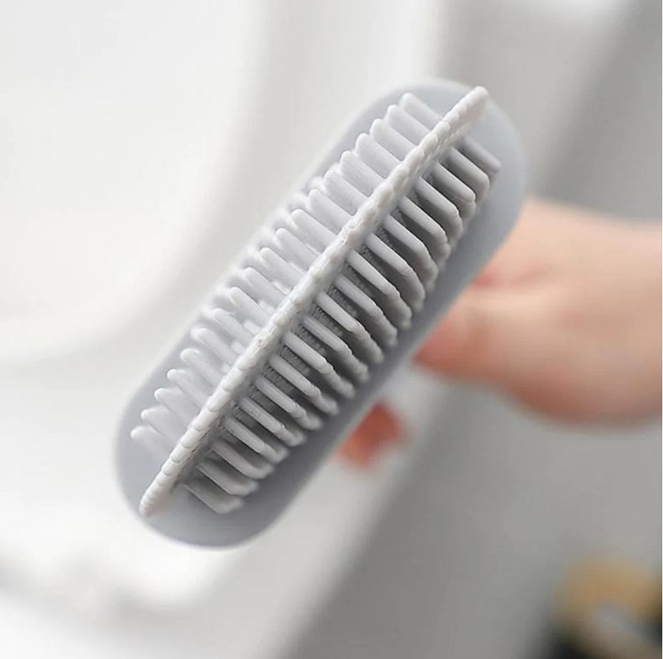 Soft Head Silicone Wall Mount Toilet Brush + Toothpaste Squeezer