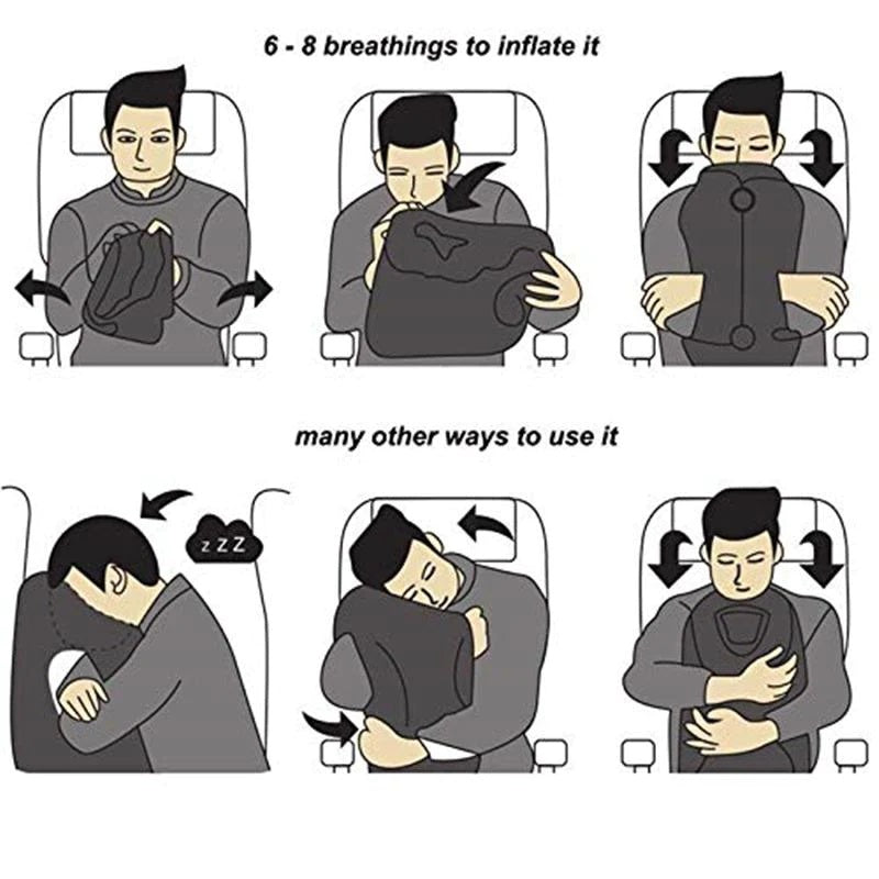 Inflatable Travel Pillow Air Cushion for Sleeping in the Airplane/Car