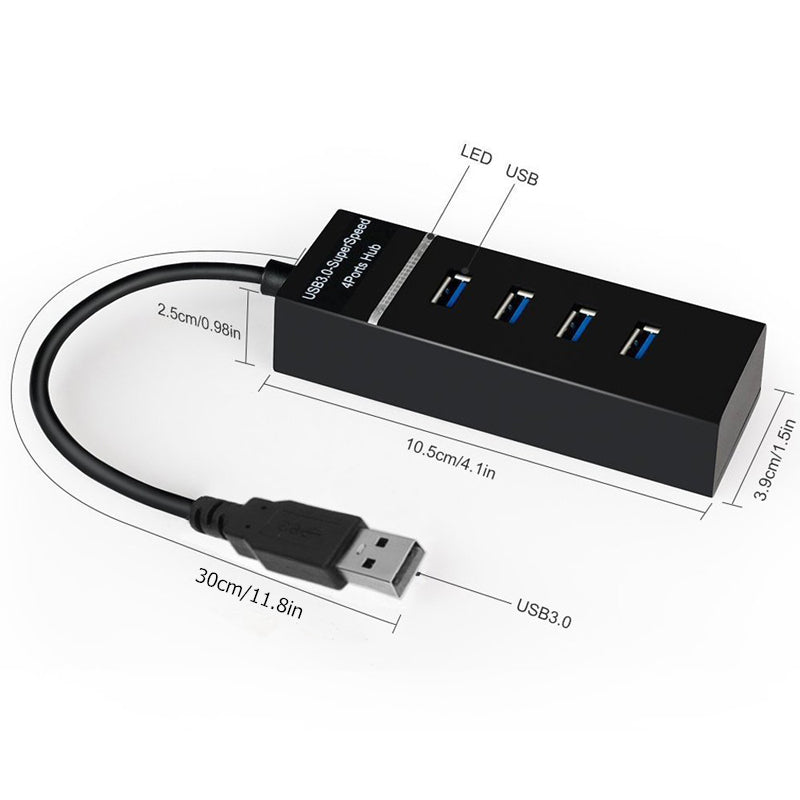 4 Ports USB3.0 Hub High Speed Multi USB Splitter Adapter OTG 30cm