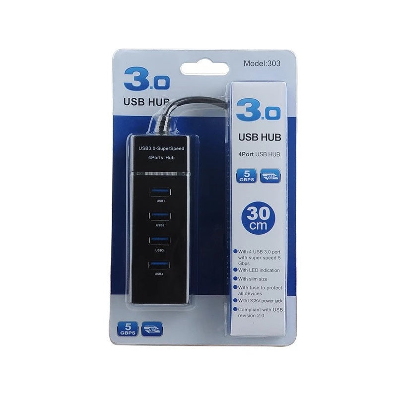 4 Ports USB3.0 Hub High Speed Multi USB Splitter Adapter OTG 30cm