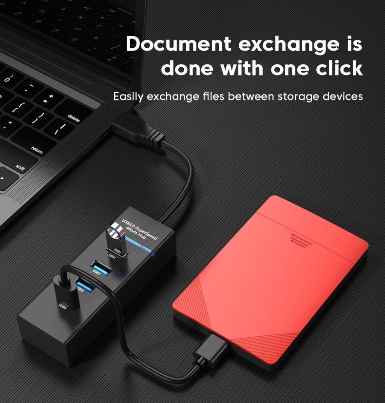 4 Ports USB3.0 Hub High Speed Multi USB Splitter Adapter OTG 30cm