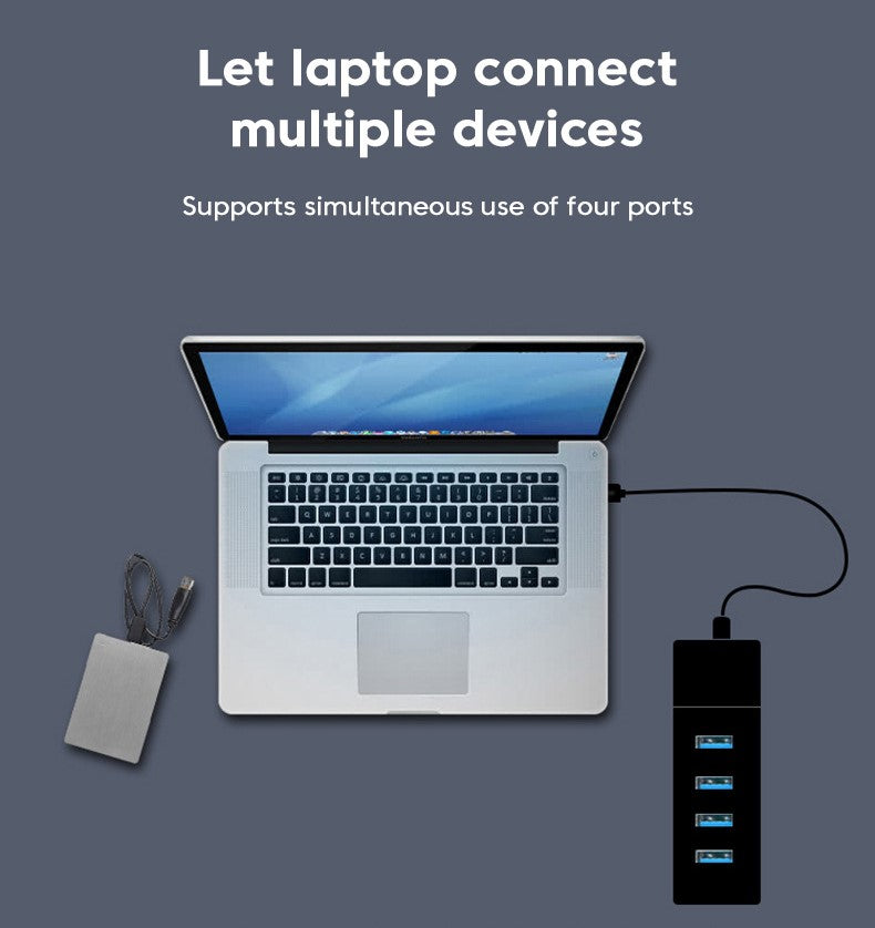 4 Ports USB3.0 Hub High Speed Multi USB Splitter Adapter OTG 30cm