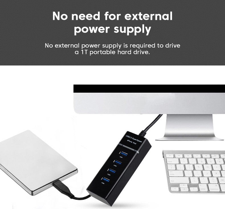 4 Ports USB3.0 Hub High Speed Multi USB Splitter Adapter OTG 30cm