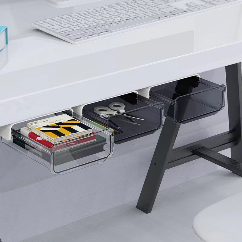 Under Desk Drawer, Pencil Pens Keys Makeup Sundries Storage Box - Grey