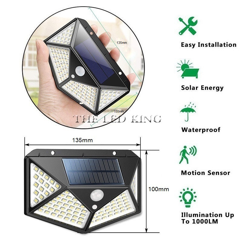 100 LED Wallmount Solar Light with PIR Motion Sensor Waterproof Solar light