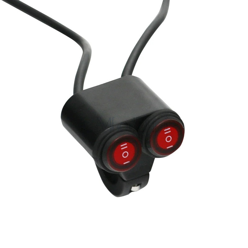Motorcycle Universal Light Indicator Switch 12V Aluminum Alloy Waterproof 2 Control Switches