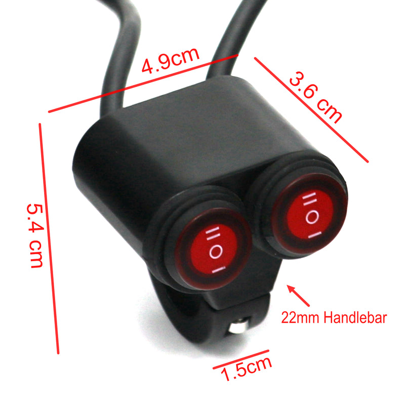 Motorcycle Universal Light Indicator Switch 12V Aluminum Alloy Waterproof 2 Control Switches