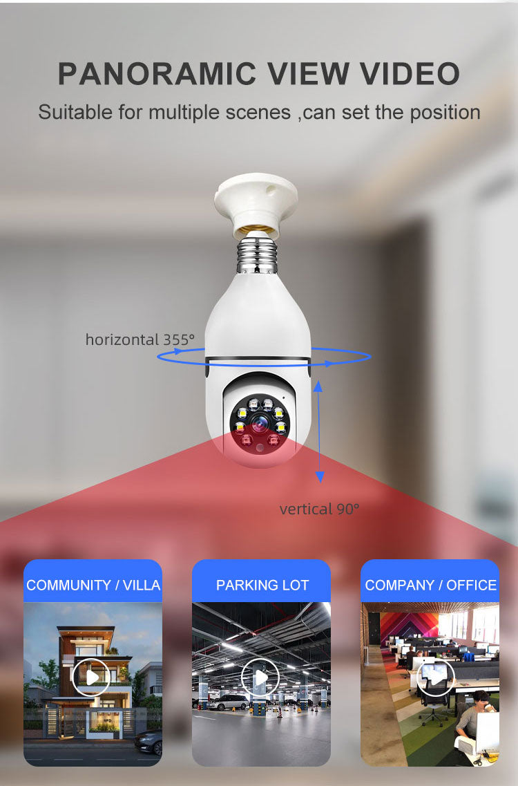 WiFi Bulb Camera with full HD 1080P 360-degree panoramic camera