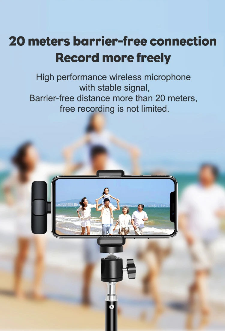 Wireless Lavalier Live Broadcast Microphone Portable Mini Mic for iPhone/Android