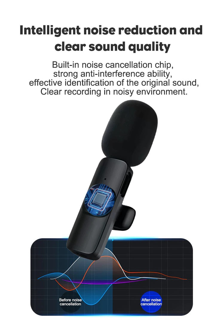 Wireless Lavalier Live Broadcast Microphone Portable Mini Mic for iPhone/Android