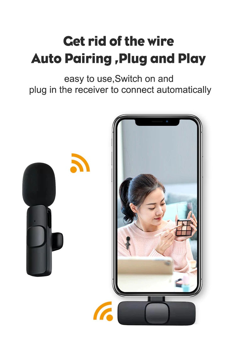Wireless Lavalier Live Broadcast Microphone Portable Mini Mic for iPhone/Android