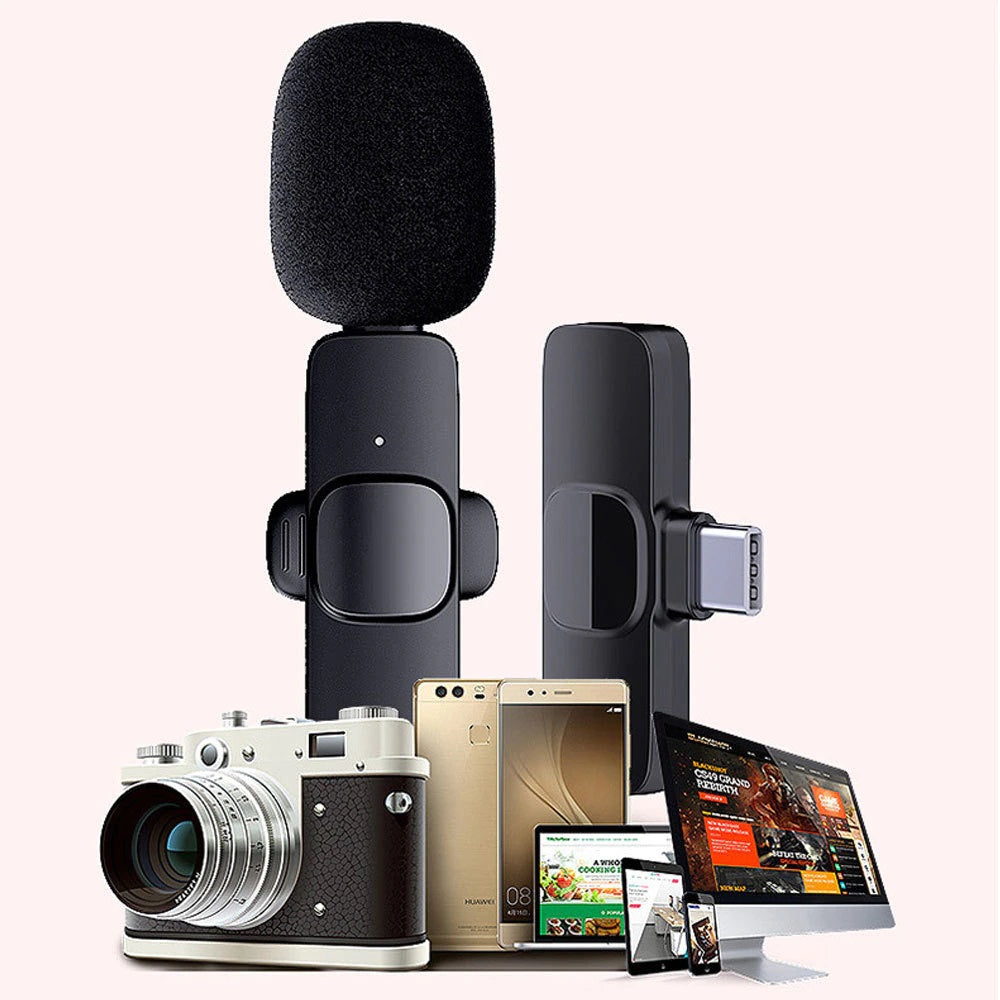 Wireless Lavalier Live Broadcast Microphone Portable Mini Mic for iPhone/Android
