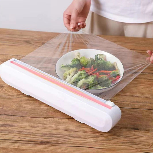 Adjustable Wrap Cling Cutter Kitchen Cling Film Dispenser with Slide Cutter
