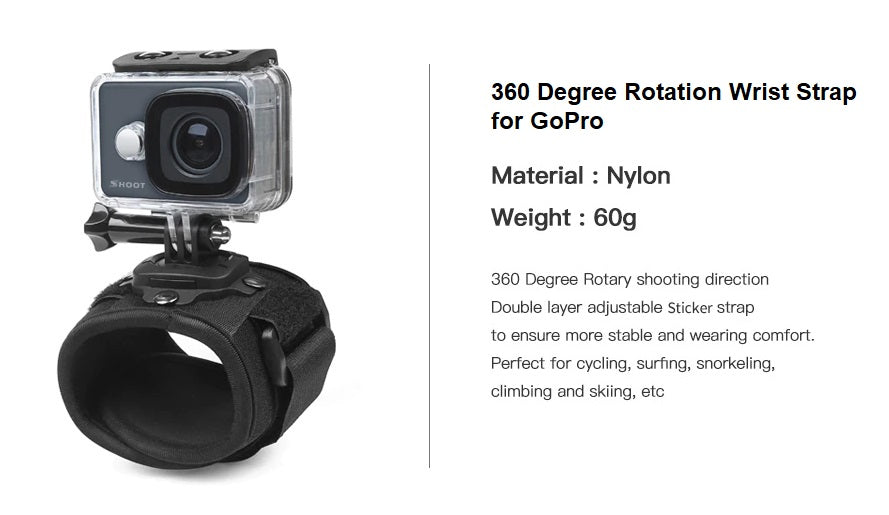 360 Degree Rotation Wrist Strap for GoPro