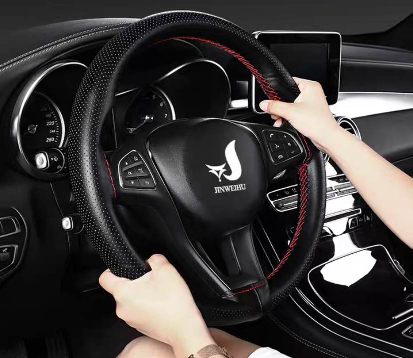 Universal Genuine Leather DIY steering wheel cover 37/38cm with needle
