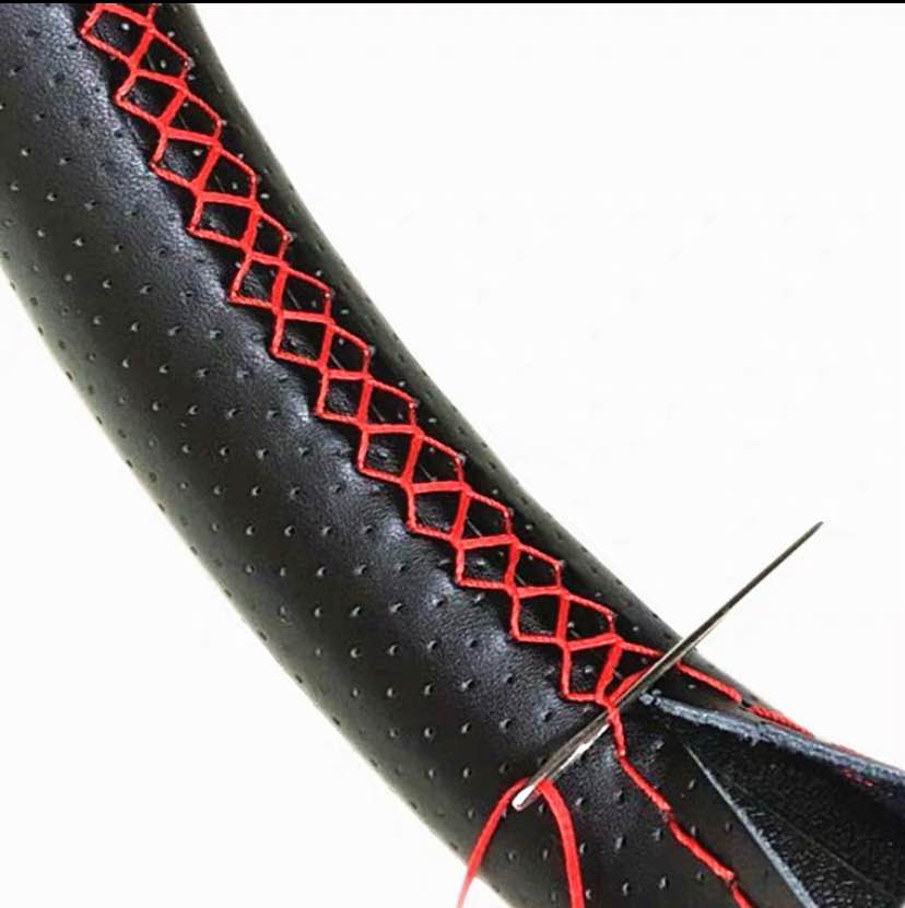 Universal Genuine Leather DIY steering wheel cover 37/38cm with needle