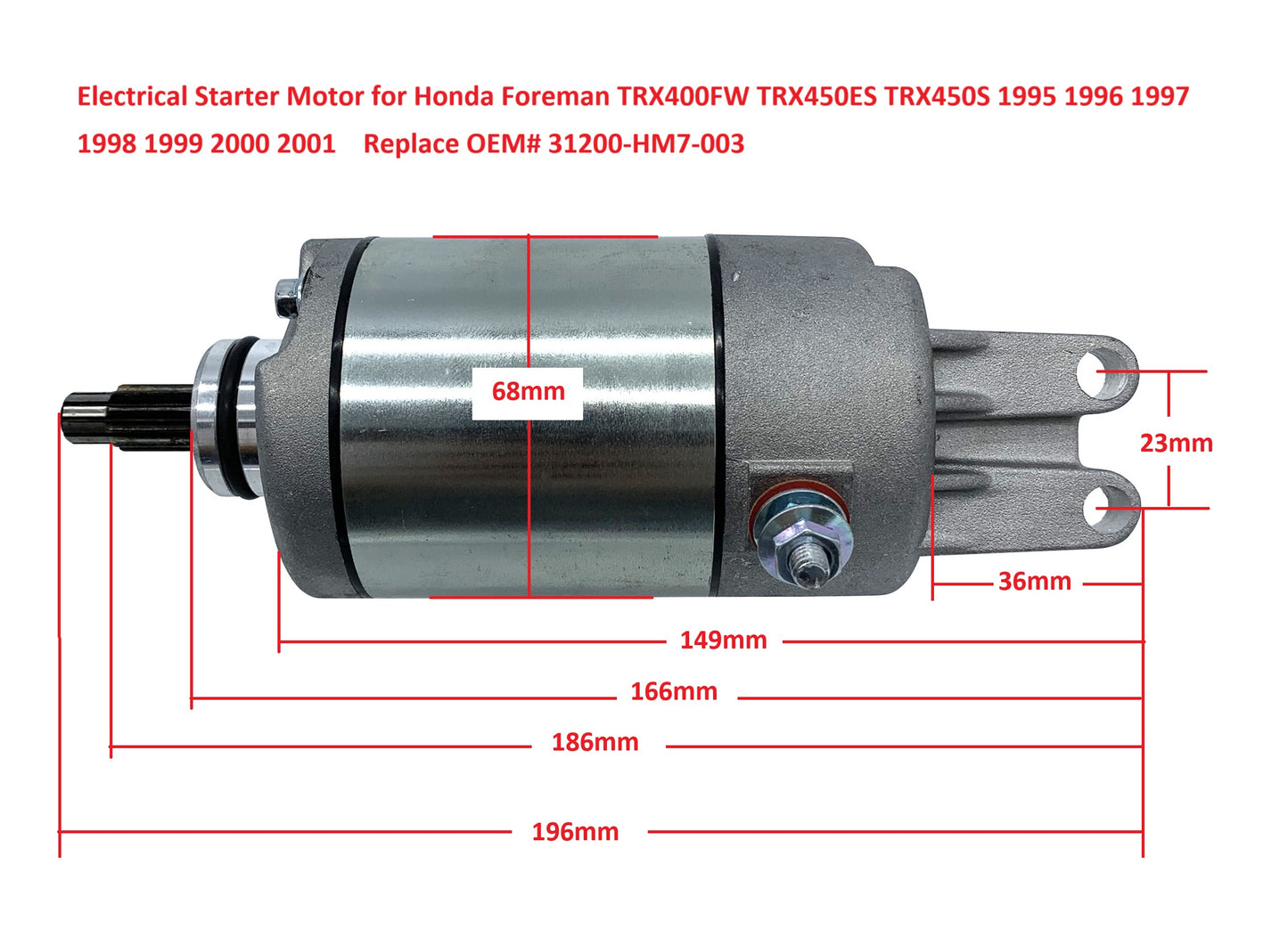 10 Teeth Starter Motor for Honda TRX400 TRX450 TRX500 31200-HM7-003