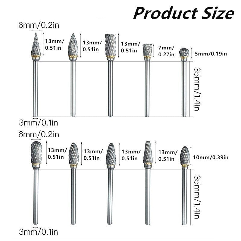 10pcs Carbide Burr Set