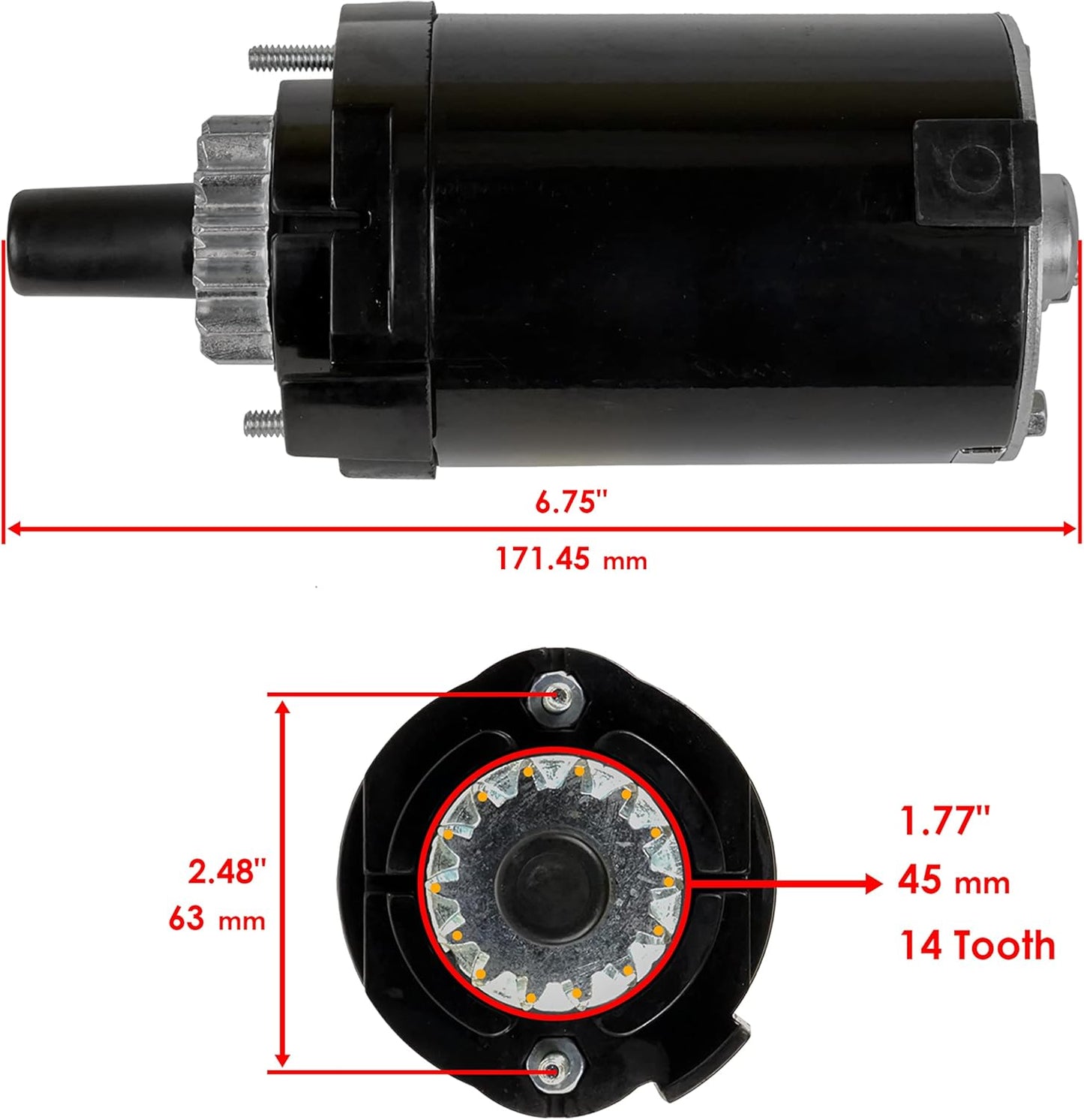 14 Teeth Starter Motor 2009801 for Kohler single cylinder Courage models SV470, SV471, SV480, SV530, SV540, SV541, SV590, SV591, SV600, SV601, SV610, SV620