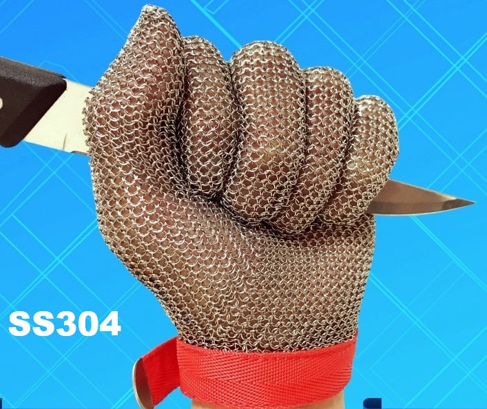 304 Stainless Steel Chainmail Cut Resistant Glove – XL  Butcher Safety Glove