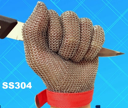 304 Stainless Steel Chainmail Cut Resistant Glove – XL  Butcher Safety Glove