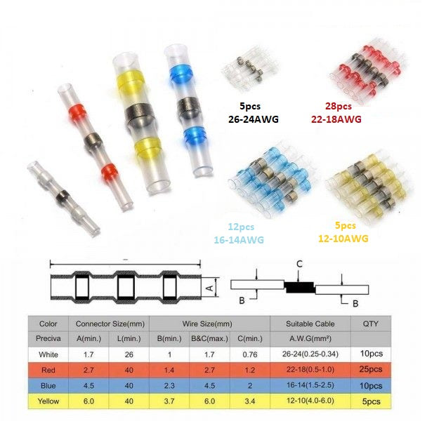 50Pcs Waterproof Heat Shrink Solder Sleeves