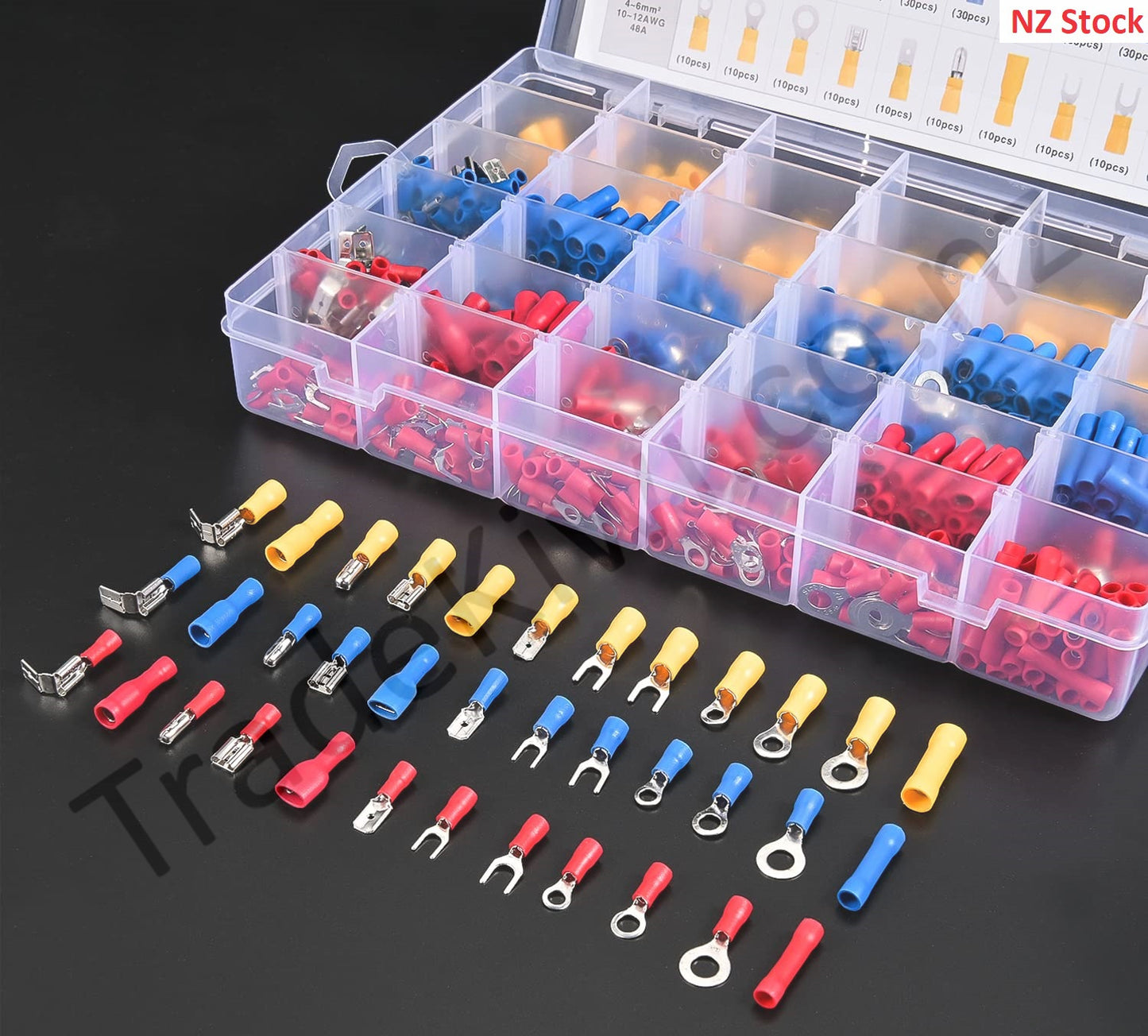 580pcs crimp terminals Butt Bullet Spade Fork Ring Piggy Back Wire Connectors Kit