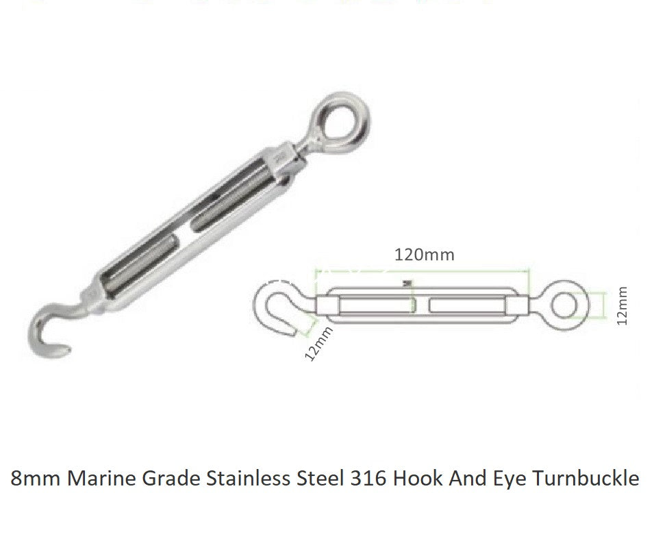 Marine Grade Stainless Steel 316 Hook And Eye Turnbuckle