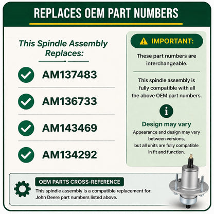 Spindle Assembly AM137483 AM136733 for John Deere X300 X350 Z235 Z255 42" 48" Deck